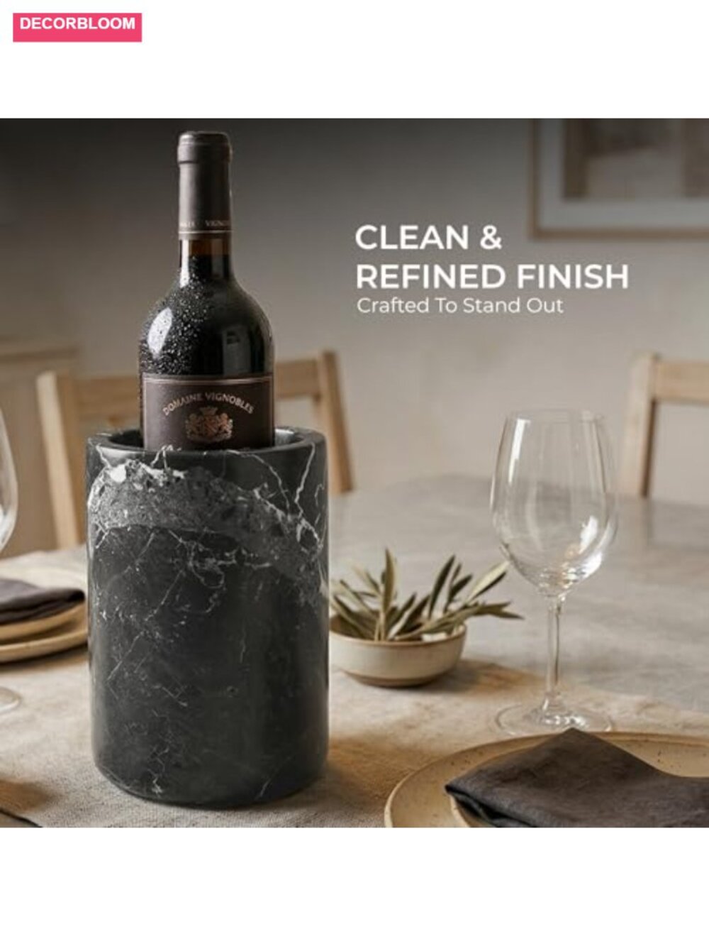 Handmade Marble Wine Chiller Beverage Cooler Utensil Holder Bar Decor - Picture 6 of 6